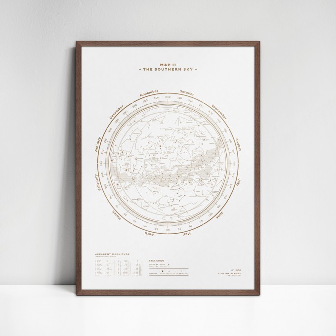 stellavie Map II – The Southern Sky (Gold/White), Siebdruck stellavie Map II – The Southern Sky (Gold/White), Siebdruck