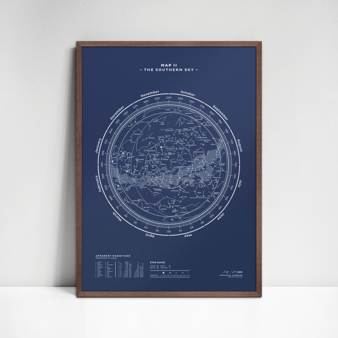 stellavie Map II – The Southern Sky (Night-Blue), Siebdruck stellavie Map II – The Southern Sky (Night-Blue), Siebdruck