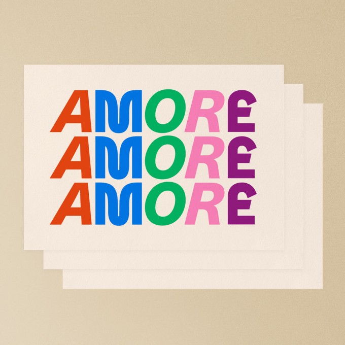 AMORE AMORE AMORE / 3er Postkartenset – studio ciao