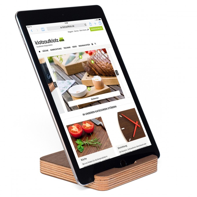 klotzaufklotz Tablet-Ständer Multiplex Nussbaum klotzaufklotz Tablet-Ständer Multiplex Nussbaum