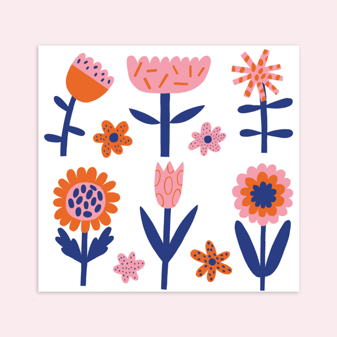Notietzblock Temporäre Tattoos Frühling Blumen Set Notietzblock Temporäre Tattoos Frühling Blumen Set