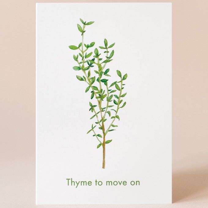 Grußkarte "Thyme to move on“ mit Umschlag / Kamila Sidelnikov Grußkarte "Thyme to move on“ mit Umschlag / Kamila Sidelnikov