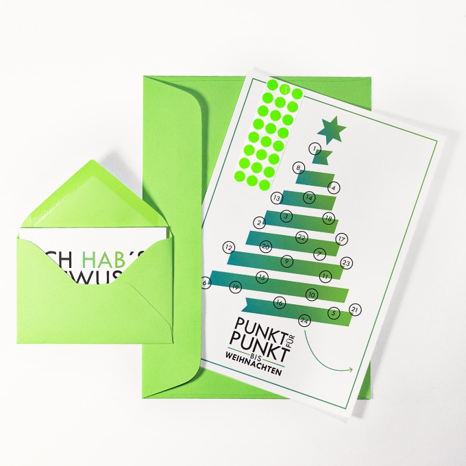 Adventskalenderkarte "Tannenbaum" inkl. Umschlag, Minikarte + Umschlag und Klebepunkte Adventskalenderkarte "Tannenbaum" inkl. Umschlag, Minikarte + Umschlag und Klebepunkte