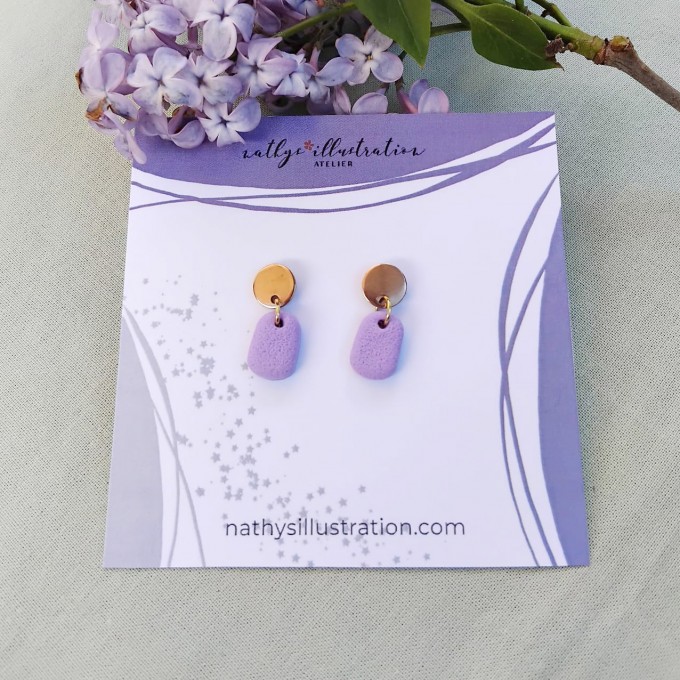 nathys_illustration - clay Ohrringe - "violett drops" 1cm nathys_illustration - clay Ohrringe - "violett drops" 1cm
