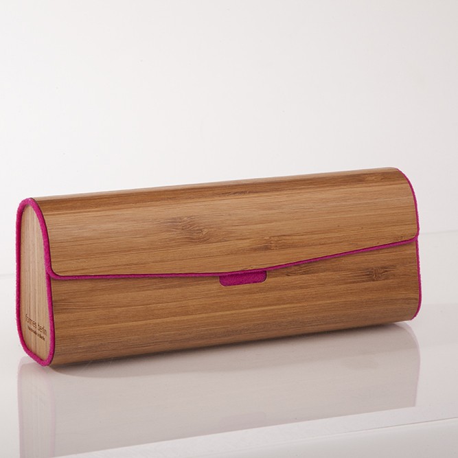 formes Berlin - Brillenetui aus Holzfurnier - gedämpfter Bambus Pink