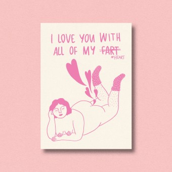 Postkarte I love you with all of my fart ✿ Jenne Grassmann