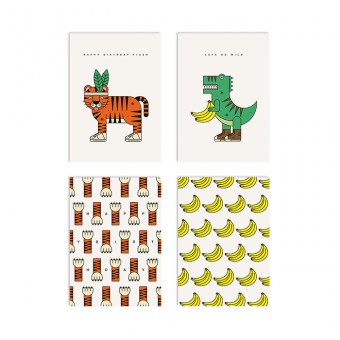 redfries set wild animals – Set mit 4 Klappkarten DIN A6 mit Umschlag