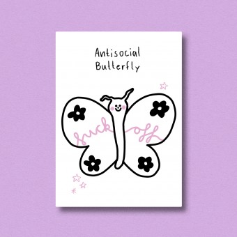 Postkarte Antisocial Butterfly ✿ Jenne Grassmann