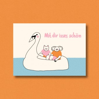 Postkarte Mit dir isses schön ✿ Jenne Grassmann