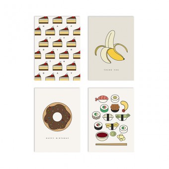 redfries set snack attack – Set mit 4 Klappkarten DIN A6 mit Umschlag