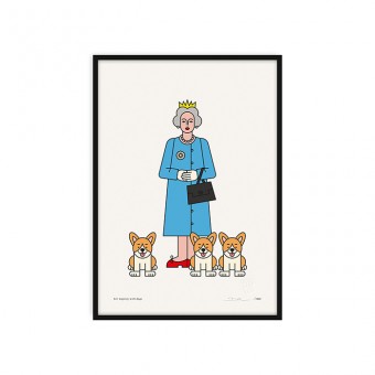 redfries her majesty with dogs – Kunstdruck DIN A3