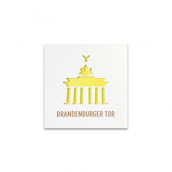 Stadtliebe® | 3D-Holzbild "Brandenburger Tor" veredelt mit CNC-Fräsung Gelb Ohne