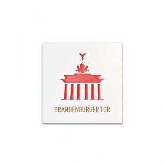 Stadtliebe® | 3D-Holzbild "Brandenburger Tor" veredelt mit CNC-Fräsung Rot Ohne