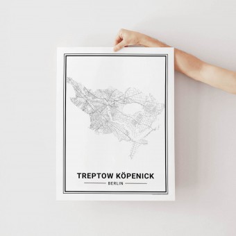 BERLIN Treptow Köpenick Poster Stadtplan von Skanemarie