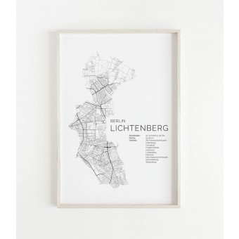 Karte BERLIN Lichtenberg als Print im skandinavischen Stil von Skanemarie