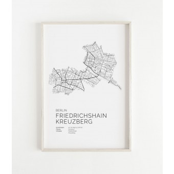 Karte BERLIN Friedrichshain Kreuzberg als Print im skandinavischen Stil von Skanemarie