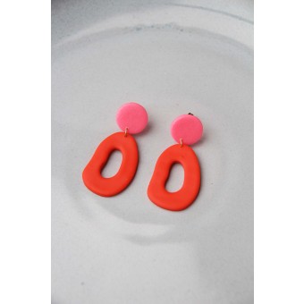 Salut Julie • Polymerton Ohrring 'poppy x pink loops'