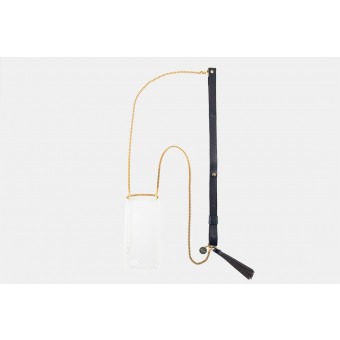 Lapàporter – iPhone Handykette aus Metall mit Lederriemen und abnehmbarer Tasche, dunkelblau/gold