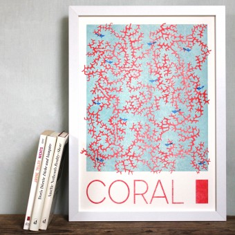 Handsignierte Risographie "Coral" (Koralle) [umweltfreundlicher Artprint von woelfins]