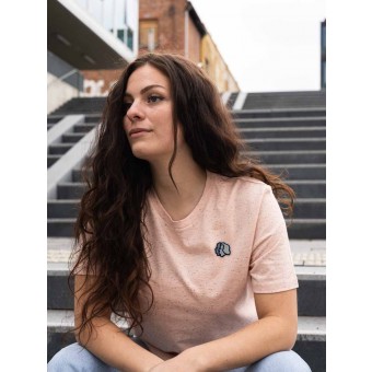 Stadtliebe® | Kassel T-Shirt mit gestickten „Brüder Grimm“ Rosa Heather 100% Bio-Baumwolle
