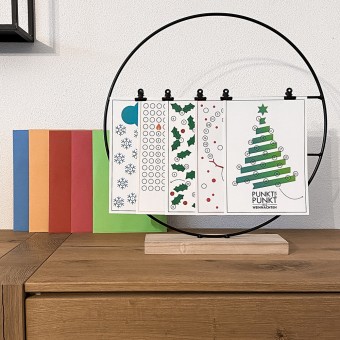TYPOP 5-teiliges Set Adventskalenderkarten "Kerzen • Tannenbaum • Schneeflocken • Stechpalme • Schneemann" inkl. Umschläge, Minikarten + Umschläge und Klebepunkte