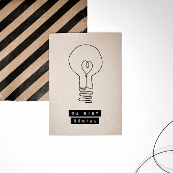 TYPOP Klappkarte „Du bist genial” mit Glühbirne aus Draht inkl. Umschlag
