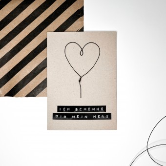 TYPOP Klappkarte „Ich schenke dir mein Herz” mit Herz aus Draht inkl. Umschlag