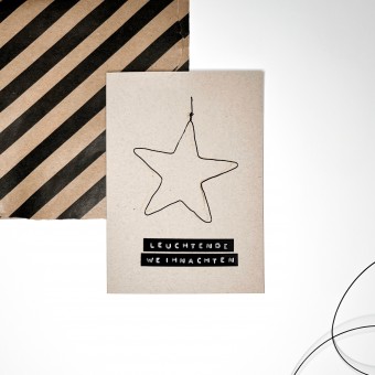 TYPOP Weihnachtskarte „Leuchtende Weihnachten" Klappkarte mit Drahtstern und Umschlag