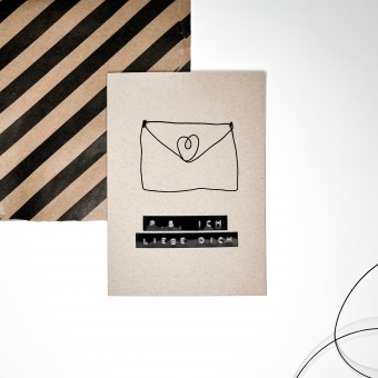 TYPOP Klappkarte „P.S. Ich liebe Dich” mit Briefumschlag aus Draht inkl. Umschlag