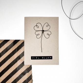 TYPOP Klappkarte „Viel Glück” mit Kleeblatt aus Draht inkl. Umschlag