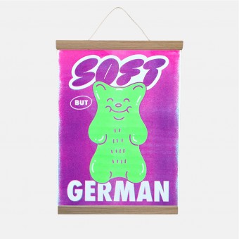 Riso-Poster Soft But German & Magnetischer Aufhänger – Brunhilda