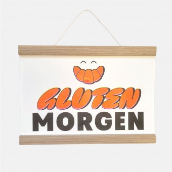 Riso-Poster Gluten Morgen & Magnetischer Aufhänger – Brunhilda