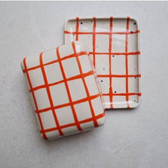 Skelini - Keramik Butterdose handgemacht orange