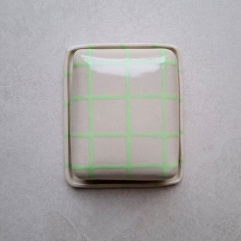 Skelini - Keramik Butterdose handgemacht grün