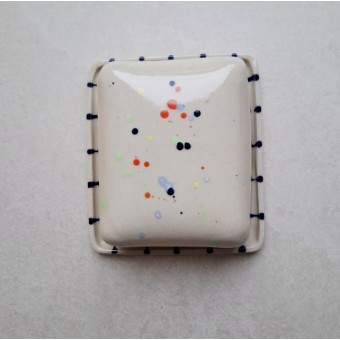 Skelini - Keramik Butterdose handgemacht bunt und dunkel blau