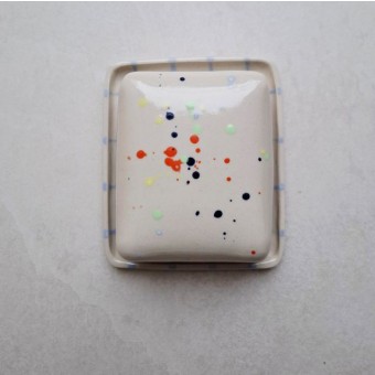 Skelini - Keramik Butterdose handgemacht bunt und hell blau