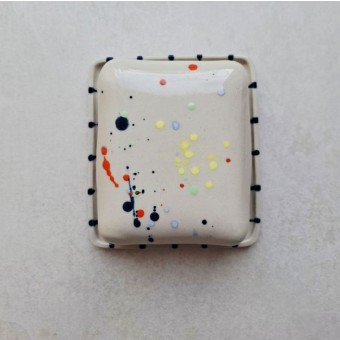 Skelini - Keramik Butterdose handgemacht bunt und dunkel blau