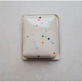 Skelini - Keramik Butterdose handgemacht bunt und dunkel blau