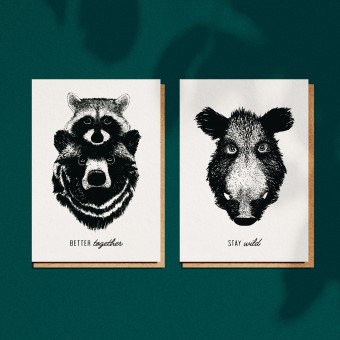 2er Set Grußkarten "Forest Animals", A6 mit Umschlag