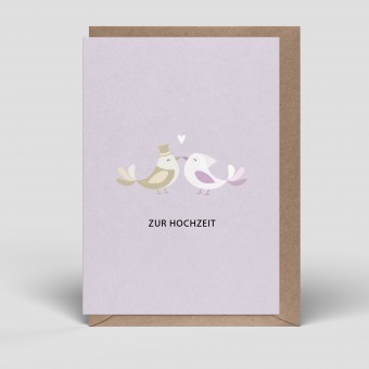 Klappkarte - Hochzeitskarte - Vogel Brautpaar - Nr. 259 - Naturbedacht