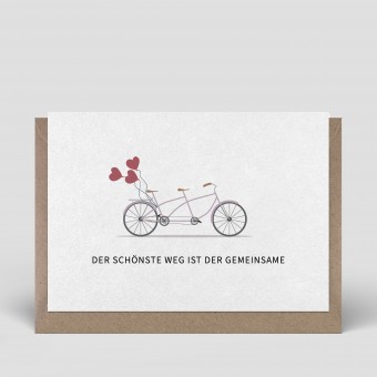Klappkarte - Hochzeitskarte - Fahrrad zur Hochzeit - Nr. 263 - Naturbedacht