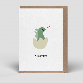 Klappkarte - Geburtskarte - Dino im Ei - Nr. 273 - Naturbedacht