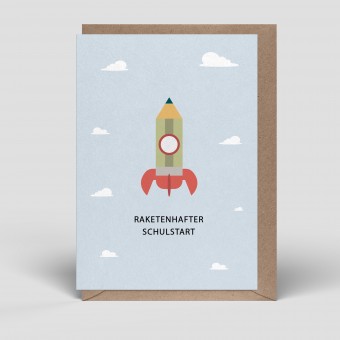 Klappkarte - Einschulungskarte - Rakete - Nr. 278 - Naturbedacht