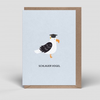 Klappkarte - Glückwunsch zum Abschluss - Schlauer Vogel - Nr. 281 - Naturbedacht