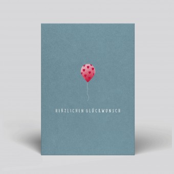 Postkarte - Geburtstag - Luftballon mit Herzen - Nr. 28 - Naturbedacht