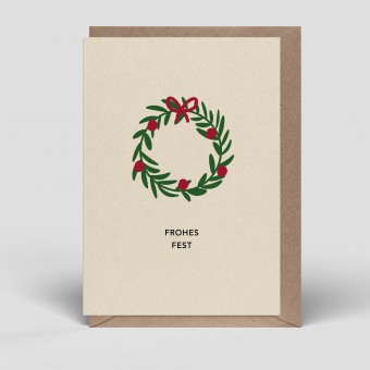 Klappkarte - Weihnachten - Kranz - Nr. 296 - Naturbedacht