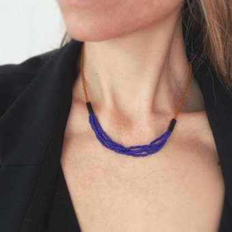 IDA PING JEWELRY // COBALT BLUE Halskette aus Miyuki Glasperlen und Onyx