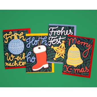 4er Set Weihnachtskarten Anhänger // Papaya paper products
