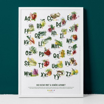 Mein erstes ABC Obst und Gemüse Poster in DIN A2 - Alphabet in Lernposter, ABC Buchstaben Poster für Kinder