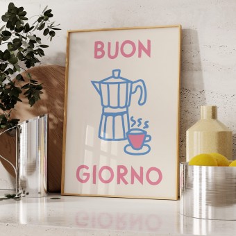 vonSUSI Fine Art Poster "Buon Giorno - Espresso" in pastell A4-A1
